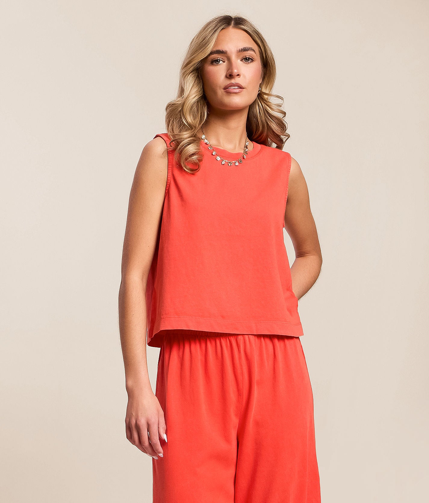 Z Supply Sloane Muscle Tank in Lychee - front view