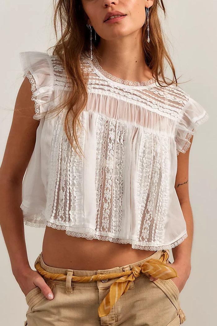 Free People Sun Drenched Blouse - Ivory