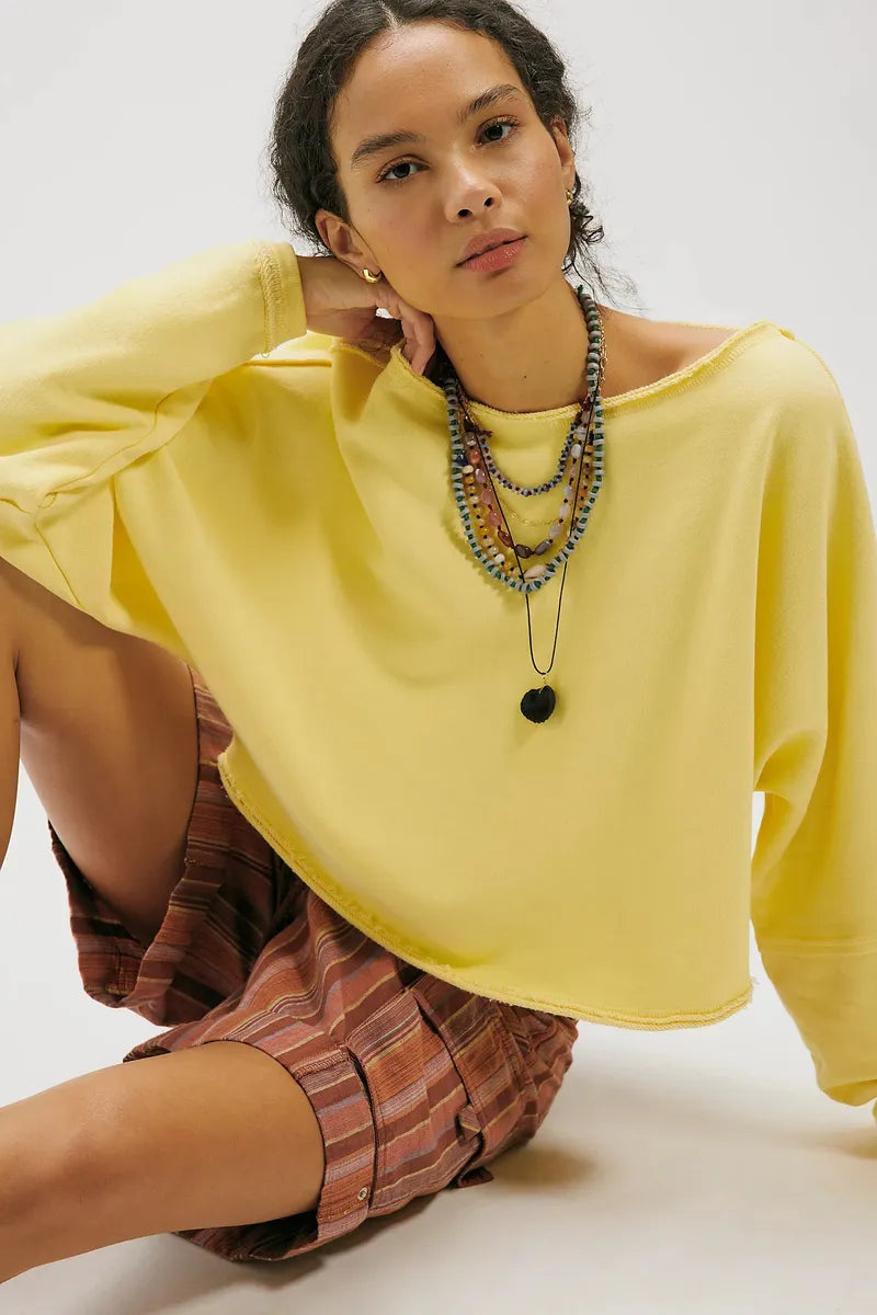 Free People To The East Pullover in Double Butter - detail
