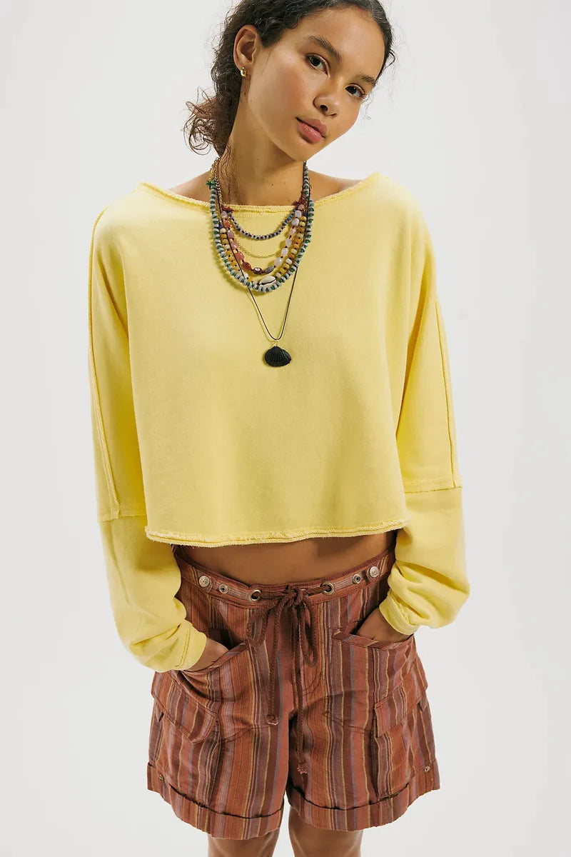 Free People To The East Pullover in Double Butter - front