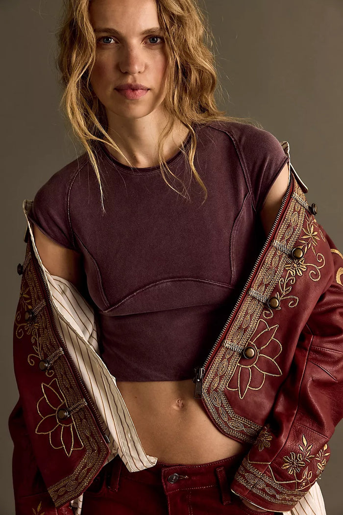 Free People Protagonist Tee in Vintage Grape - front view