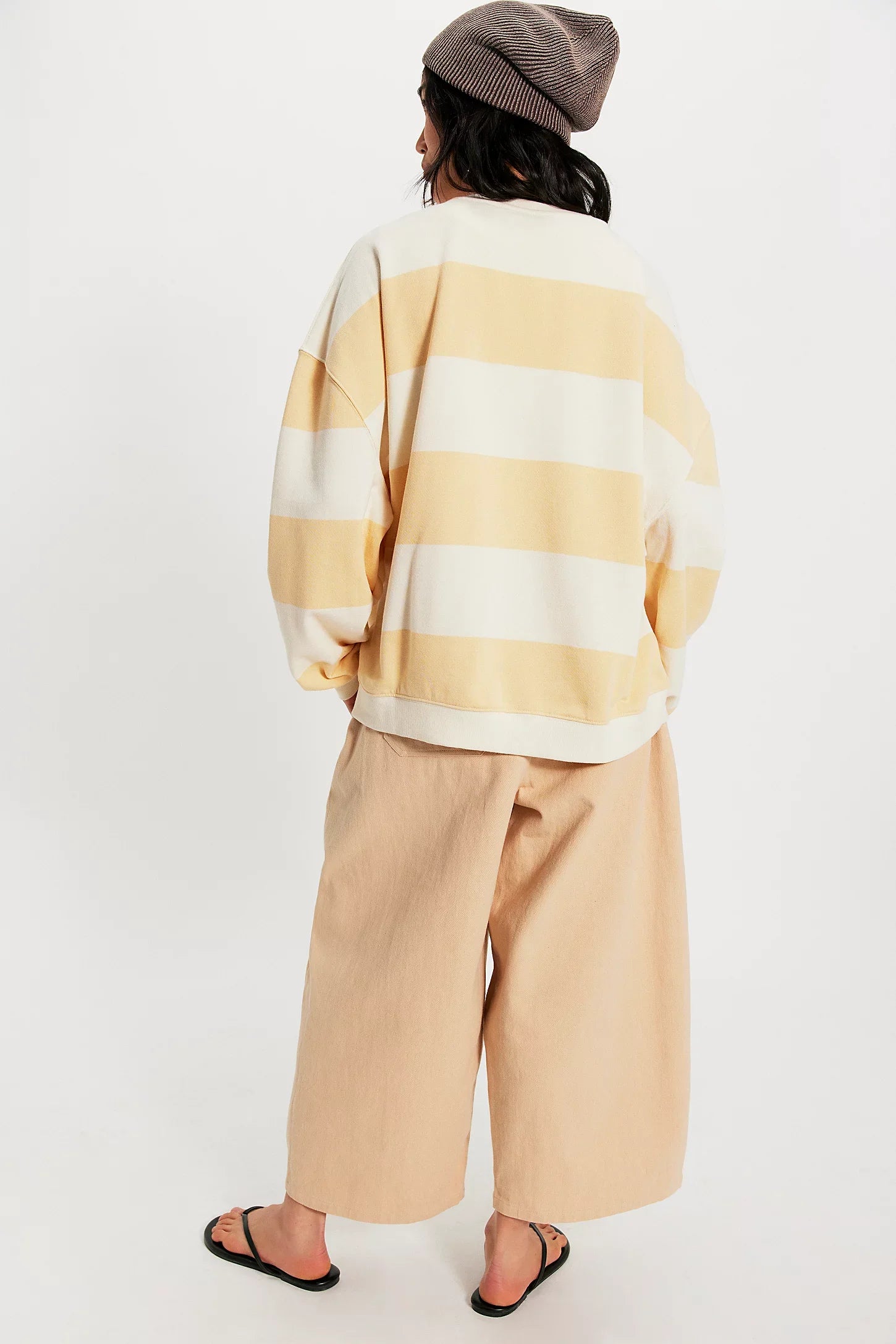 Free People Classic Stripe Crew Wide in Apricot Combo - back