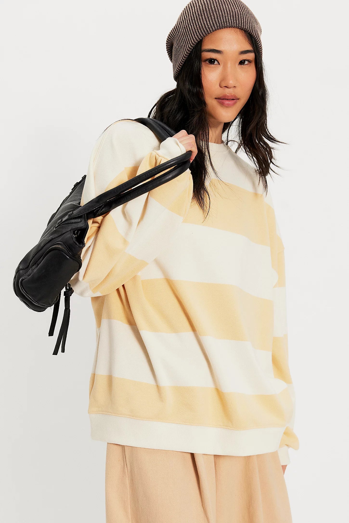 Free People Classic Stripe Crew Wide in Apricot Combo - front