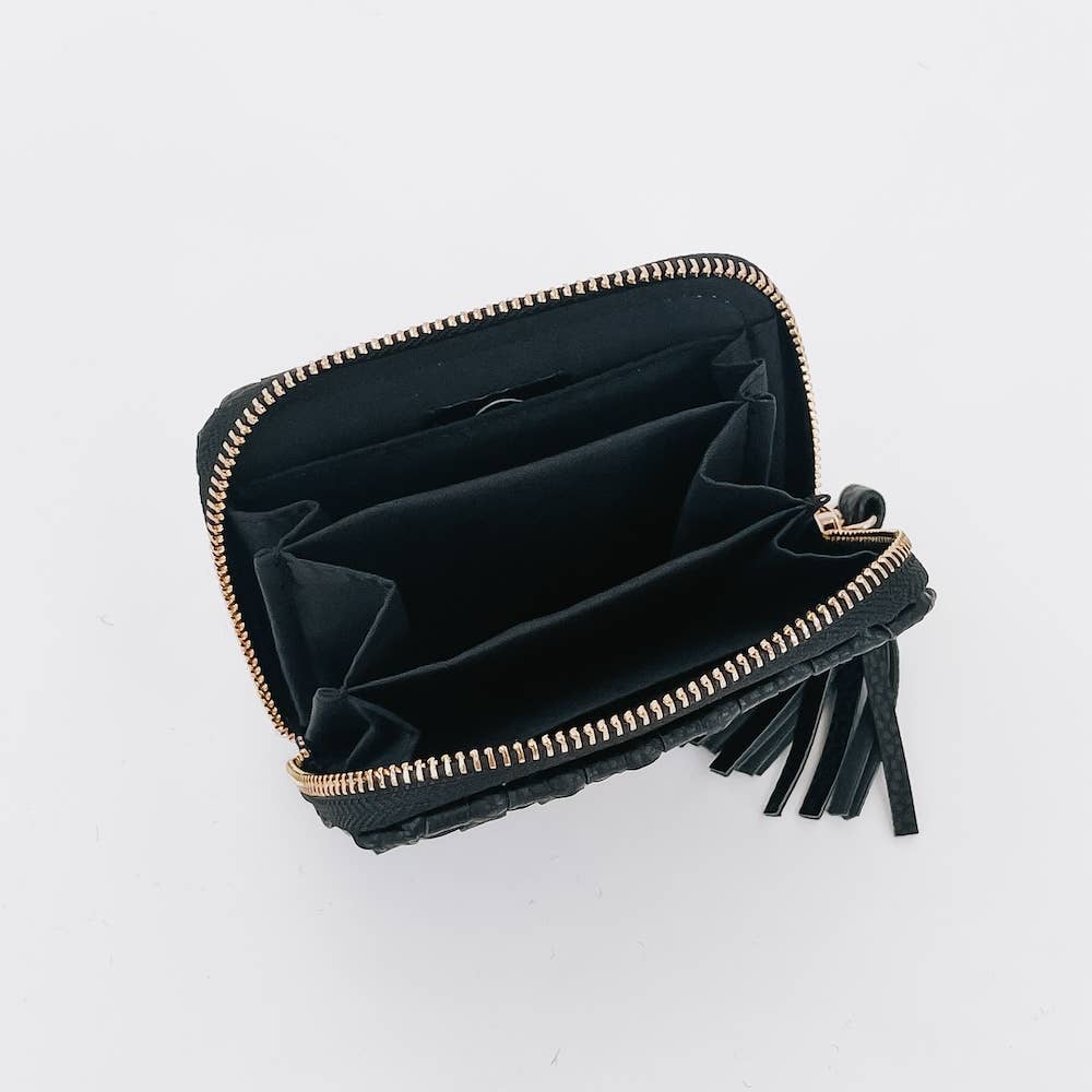 Wynona Woven Wallet: Checkered Coffee