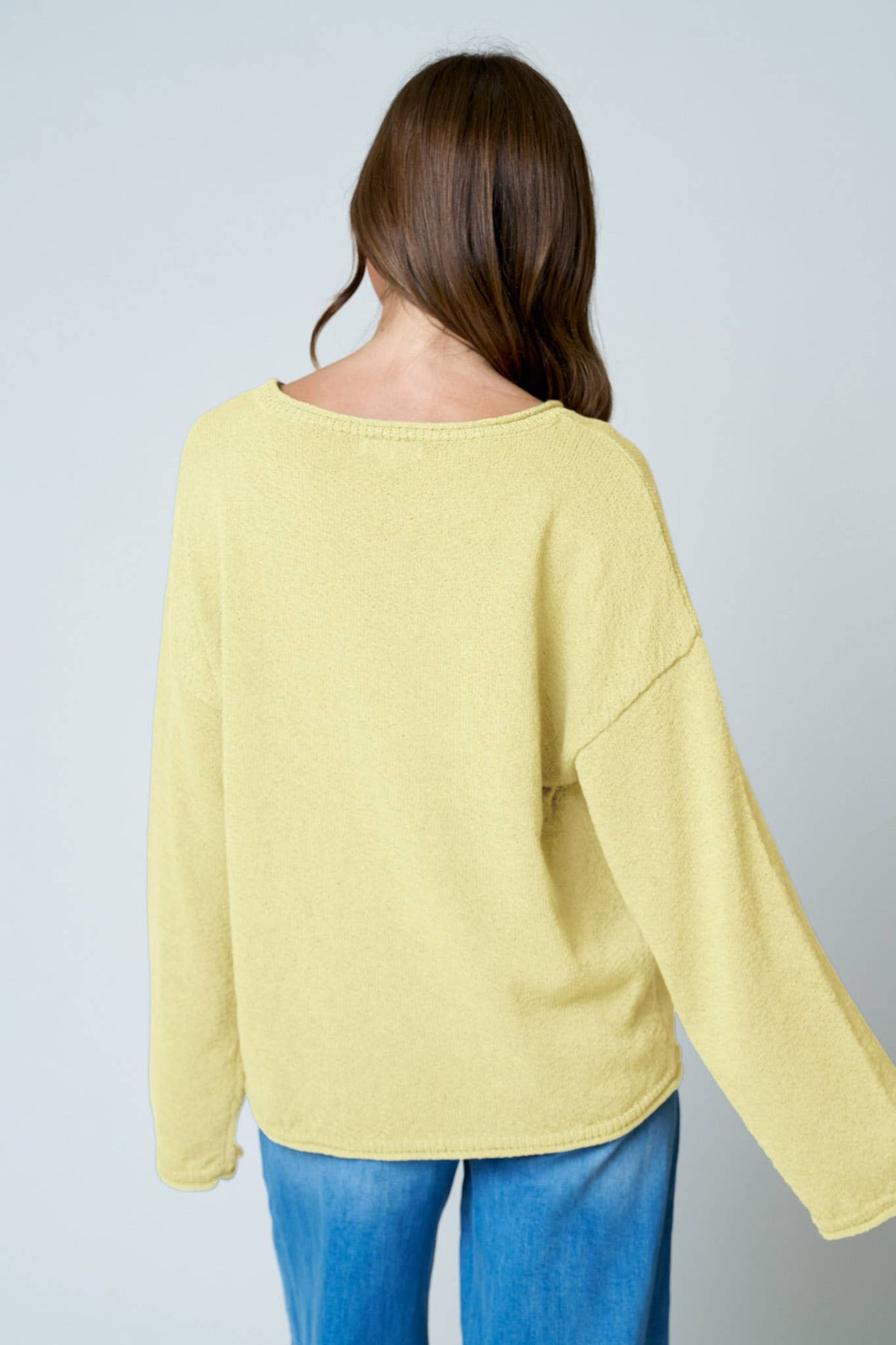 Blu Pepper Textured Raw Edge Sweater- Oatmeal