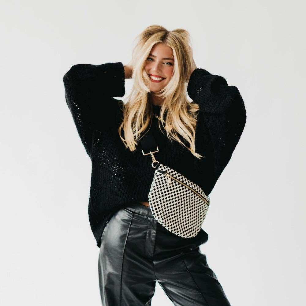 Westlyn Woven Bum Bag -  Checkered Coffee