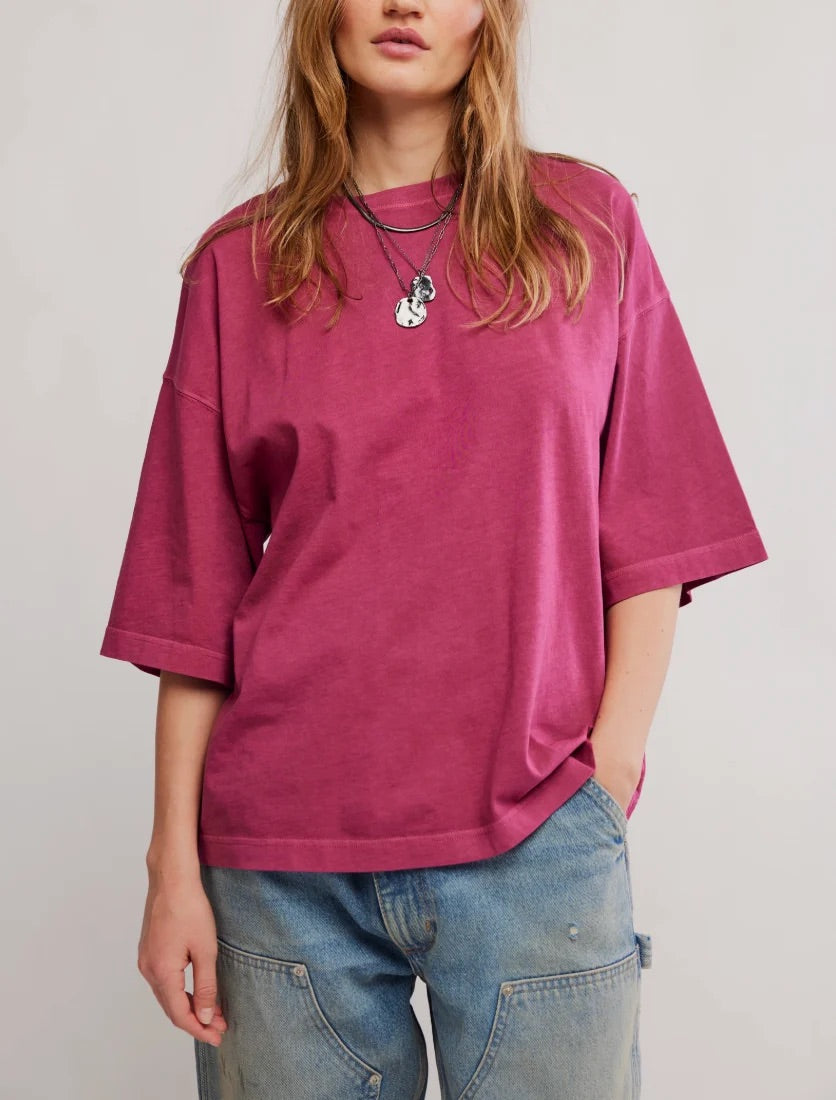 Free People WTF Perfect Oversized Tee in Glass Roses - front view