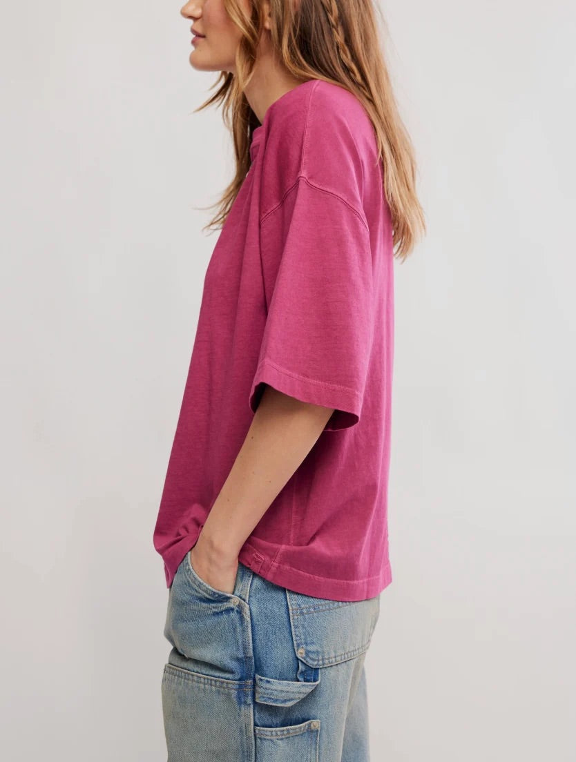 Free People WTF Perfect Oversized Tee in Glass Roses - side view