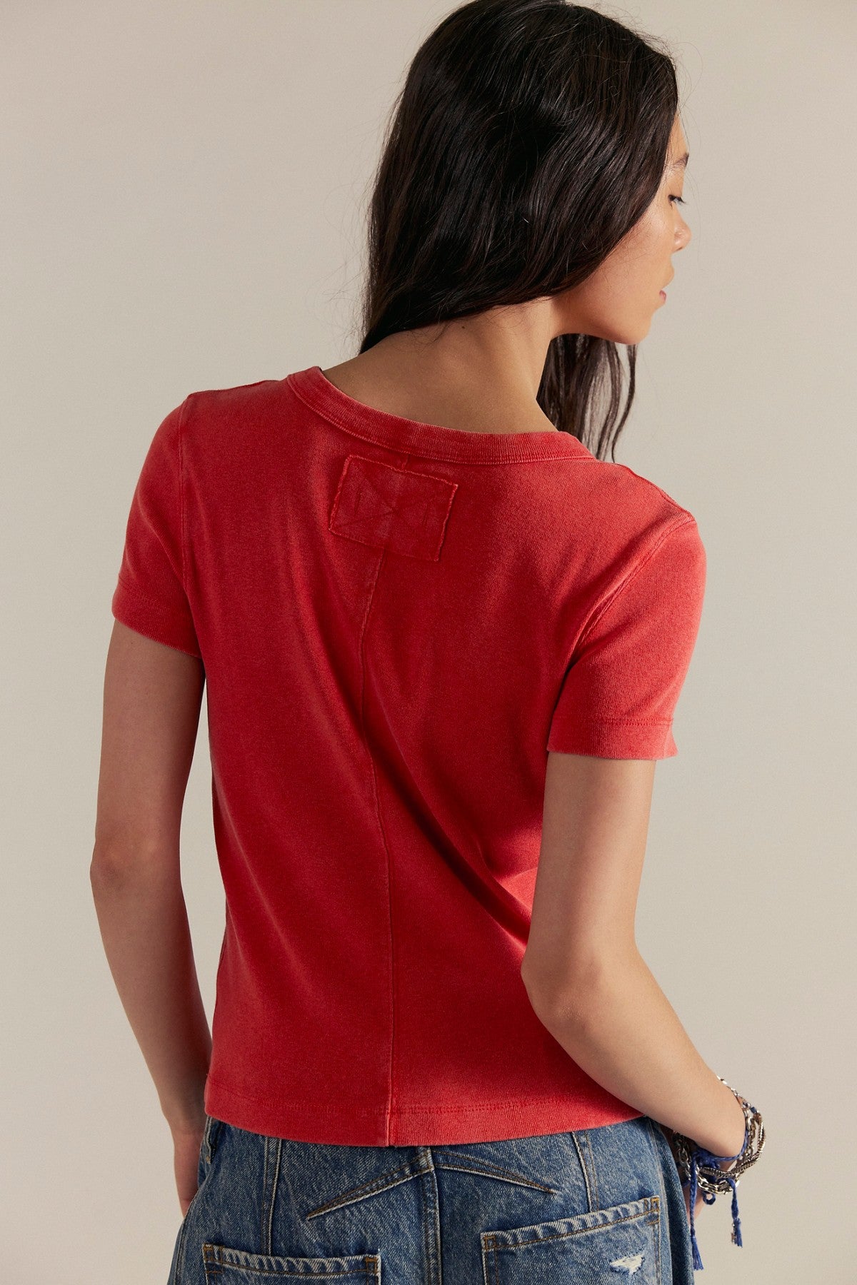 Free People Atlas Crew Tee in Red, view 3