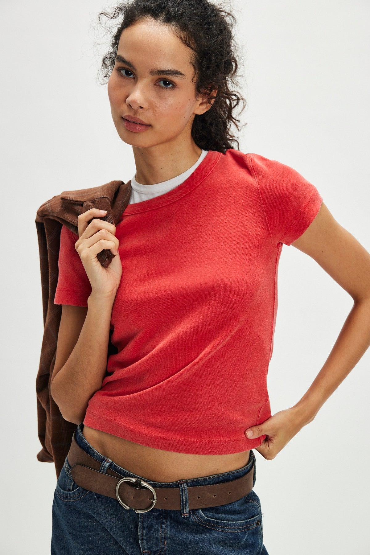 Free People Atlas Crew Tee in Red, view 5