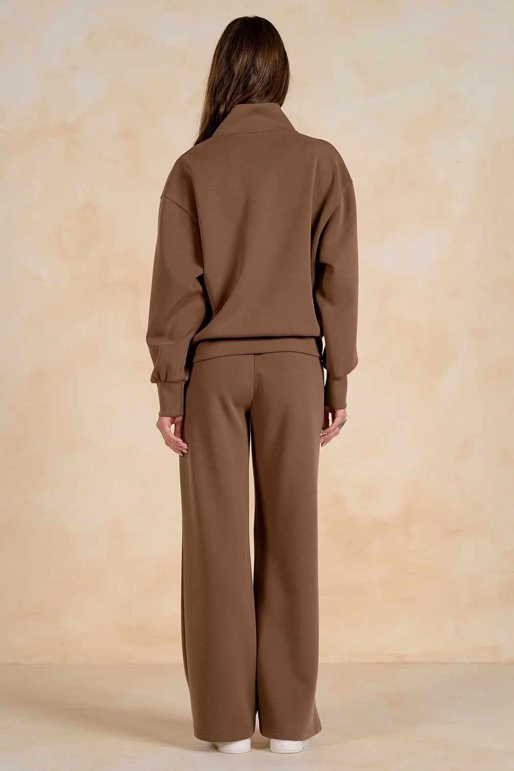 Elan Long Sleeve 3/4 Zip Top - Light Brown