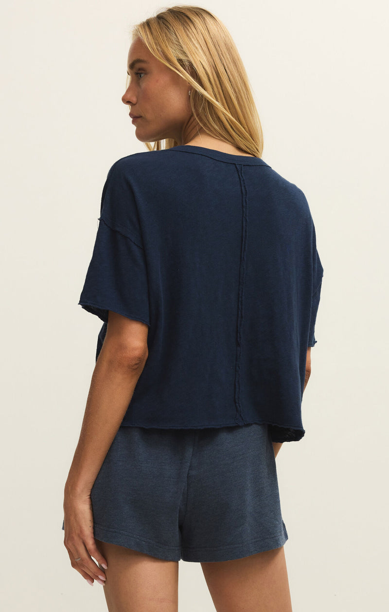 Z Supply Everyday Pocket Tee in Eclipse, detail view