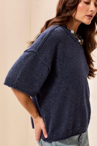 Tribal Lofty Elbow Sleeve Sweater - Nightfall front view