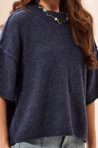 Tribal Lofty Elbow Sleeve Sweater - Nightfall side view