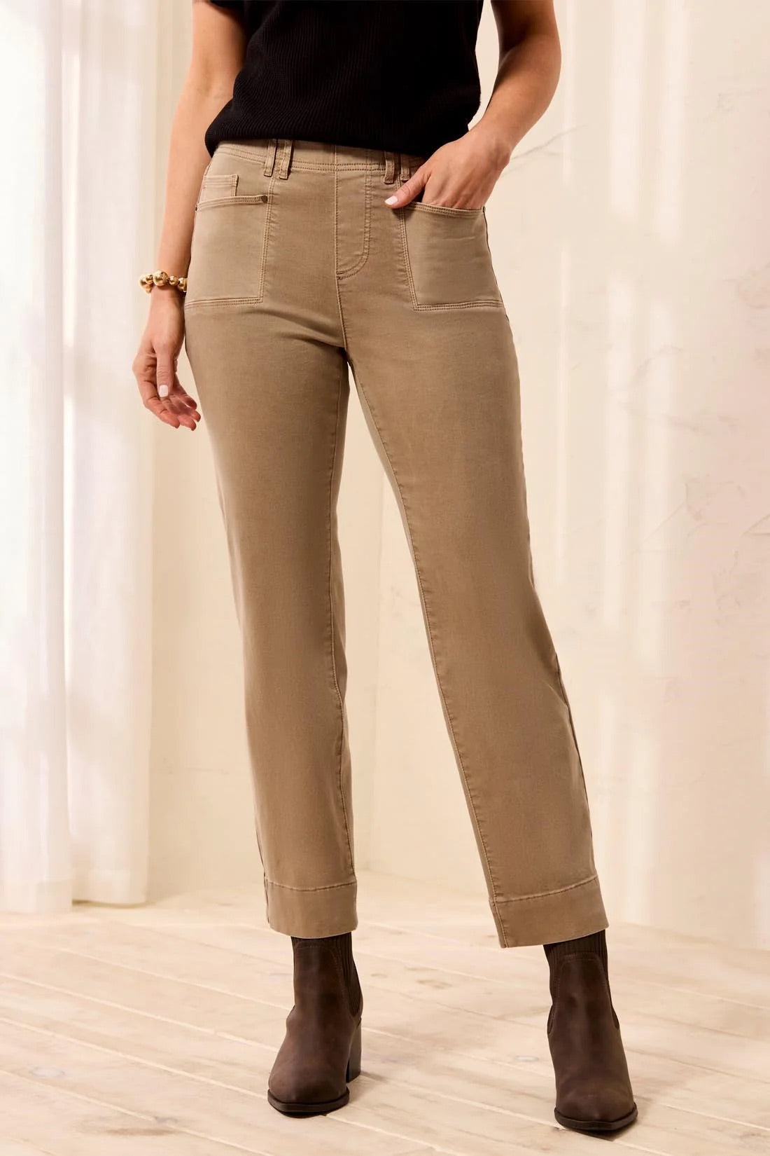 Tribal 5 Pocket Pull On Ankle Pant -Fossil