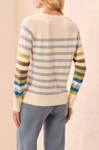 Side view of the Tribal Long Sleeve Crew Neck Sweater in MoonStone
