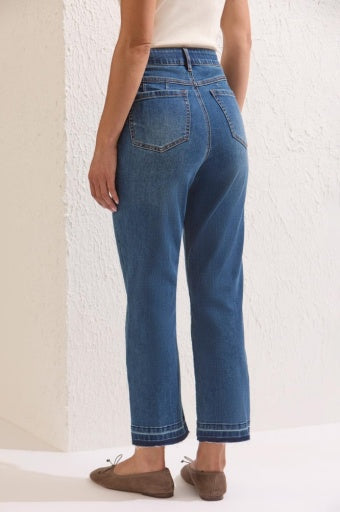 Side view of the Tribal Sophia Micro Flare Crop Denim in Dusk