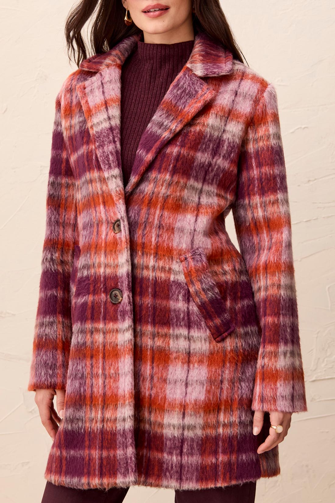 Tribal Long Sleeve Single Breast Coat - Fudge