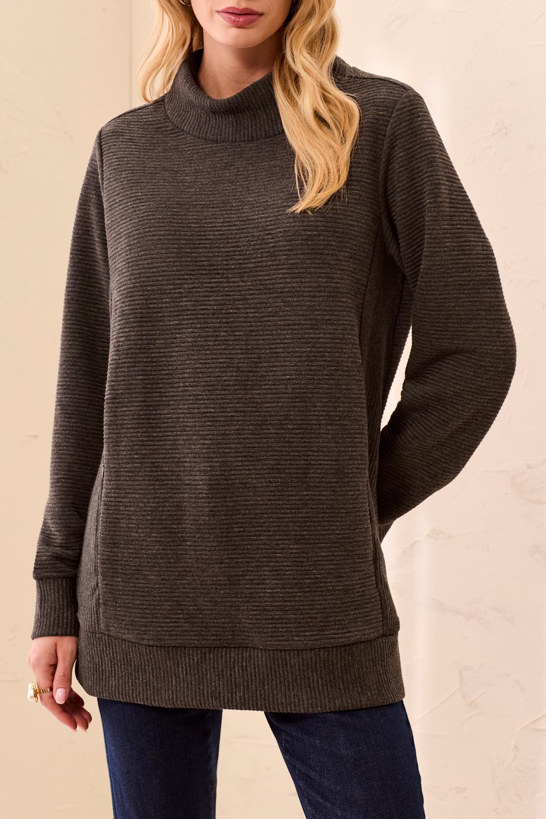 Tribal Long Sleeve Tunic -Charcoal