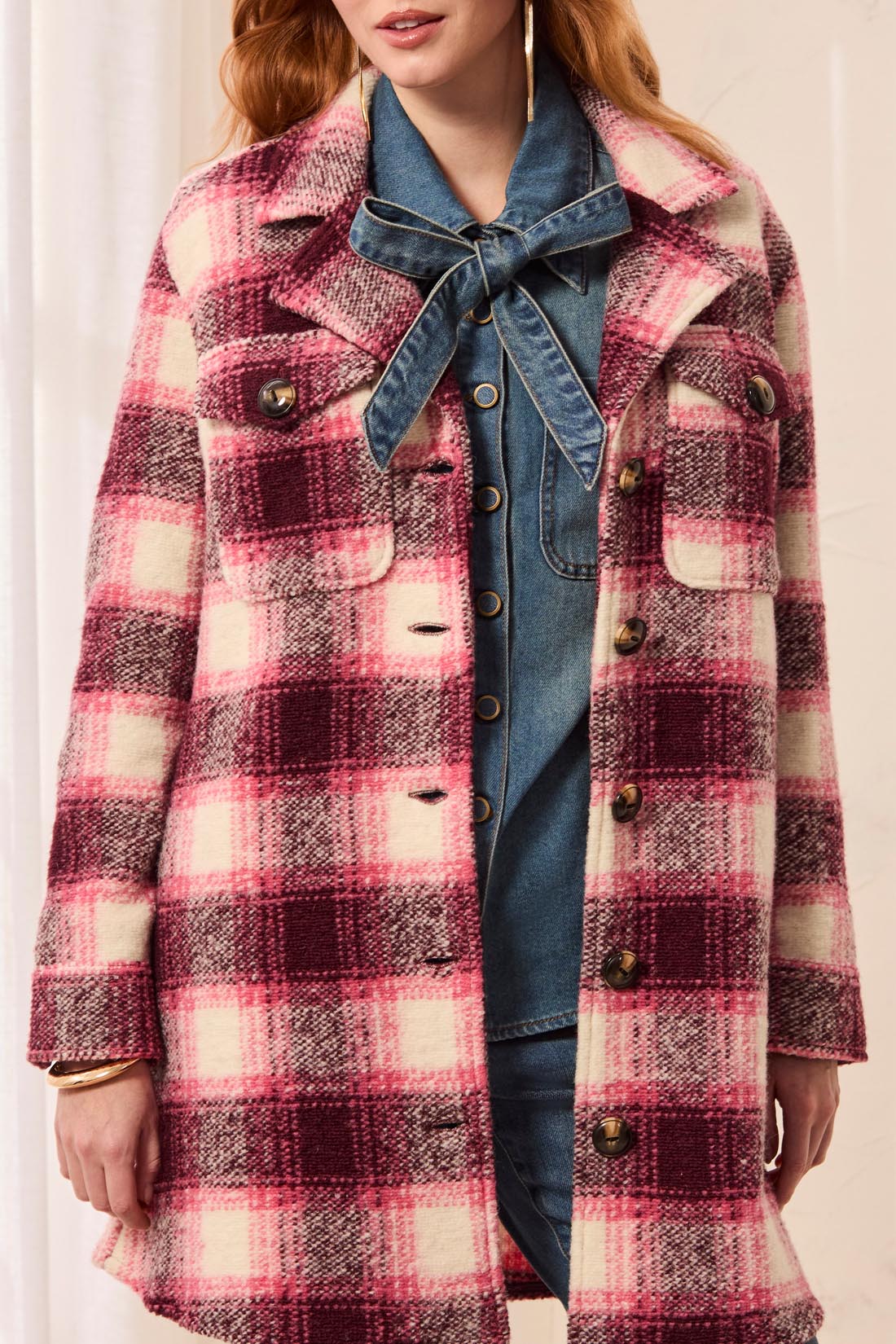 Tribal Notch Collar Jacket -Cherrylacquer