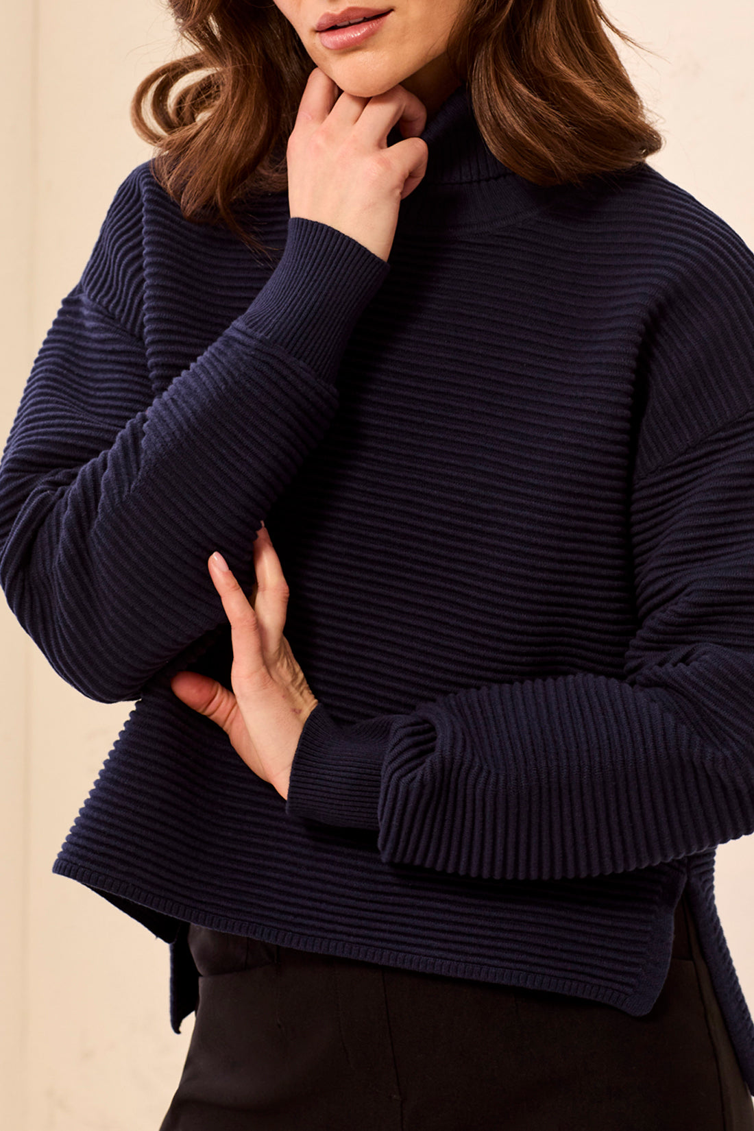 Tribal Turtleneck High Low Sweater -Nightfall