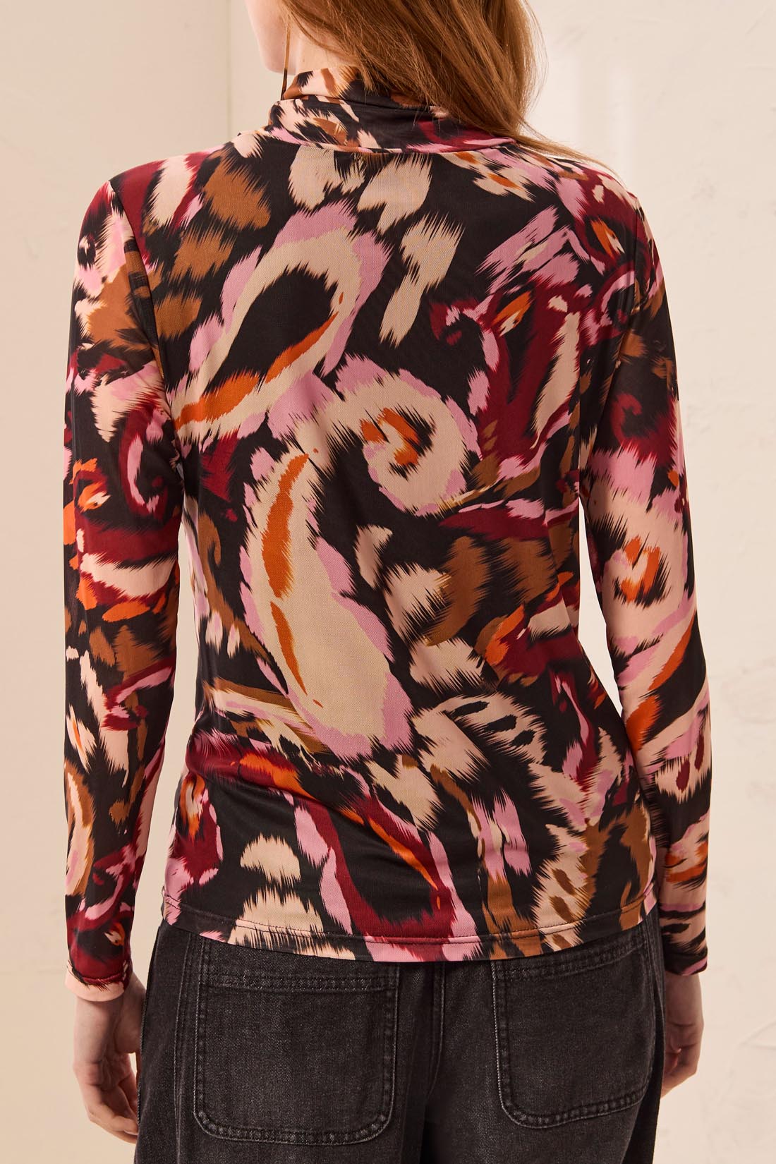 Tribal Turtleneck Lined Top - Cherrylacquer