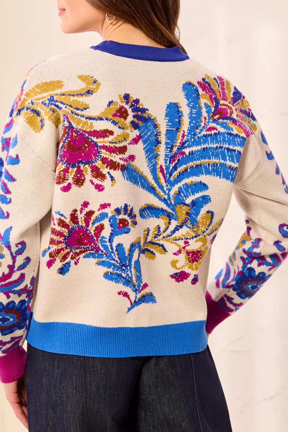 Tribal Jacquard Sweater/Cardigan- Chantilly