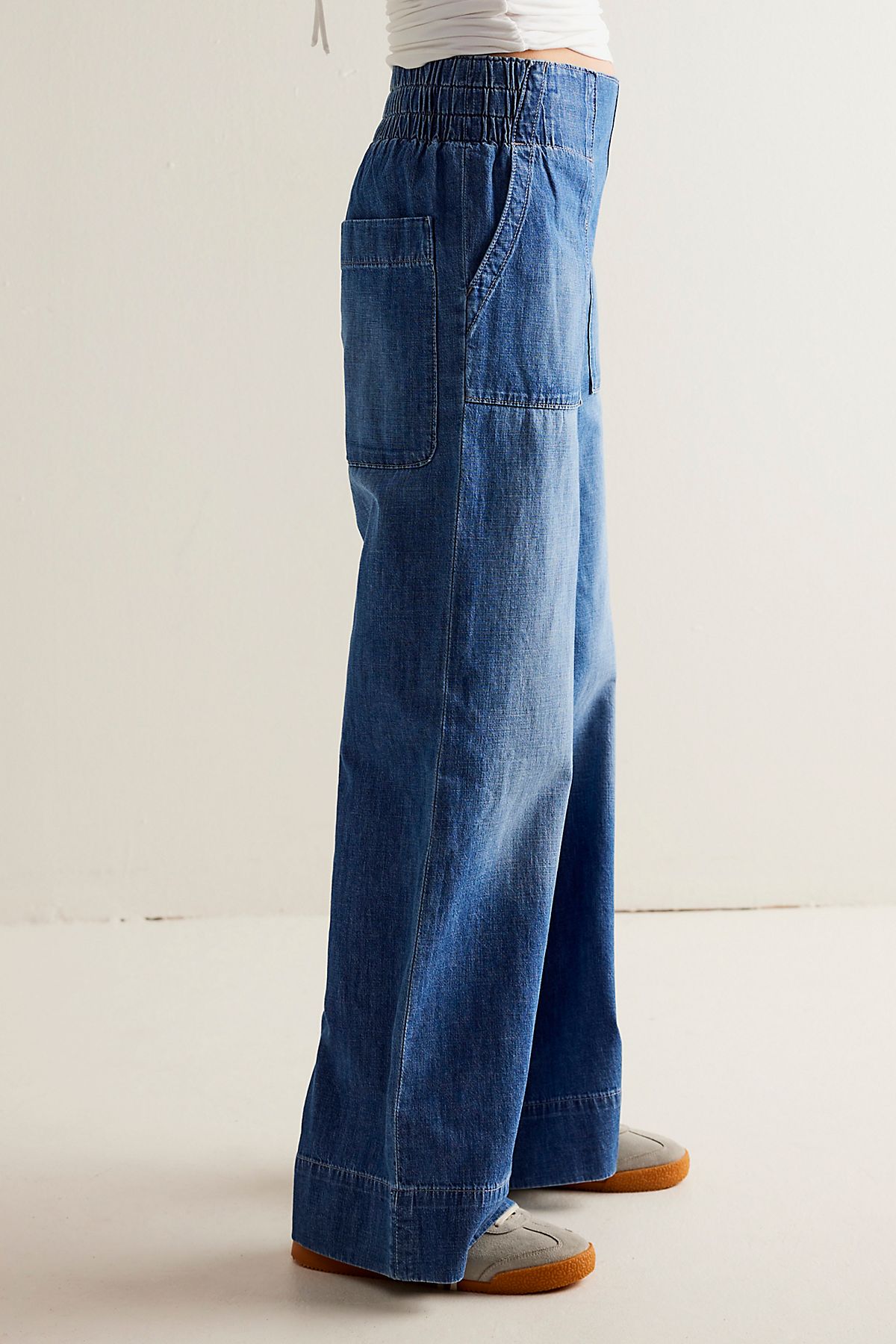 Free People Breezy Denim Pull On in Cobalt - styled view