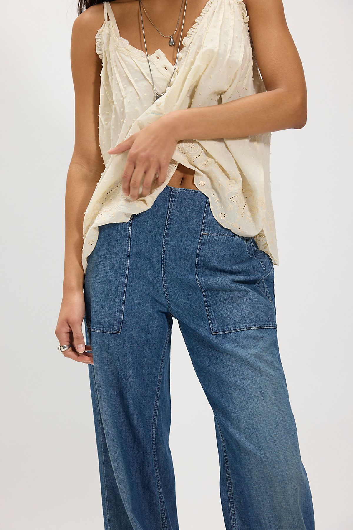 Free People Breezy Denim Pull On in Cobalt - side view