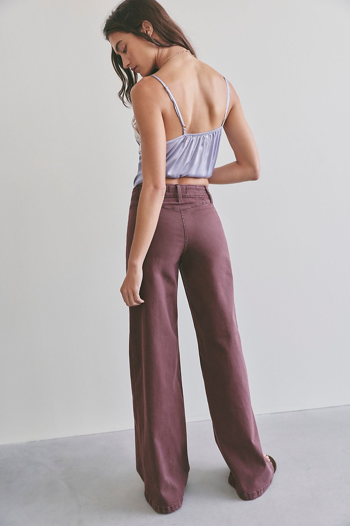 Free People Libra Wide Leg Jean in Rum Running - back view