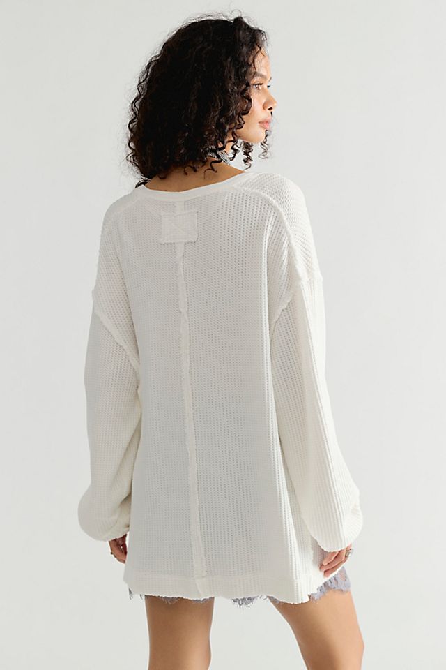 We The Free Montreal Thermal Henley in Clean Ivory - side view