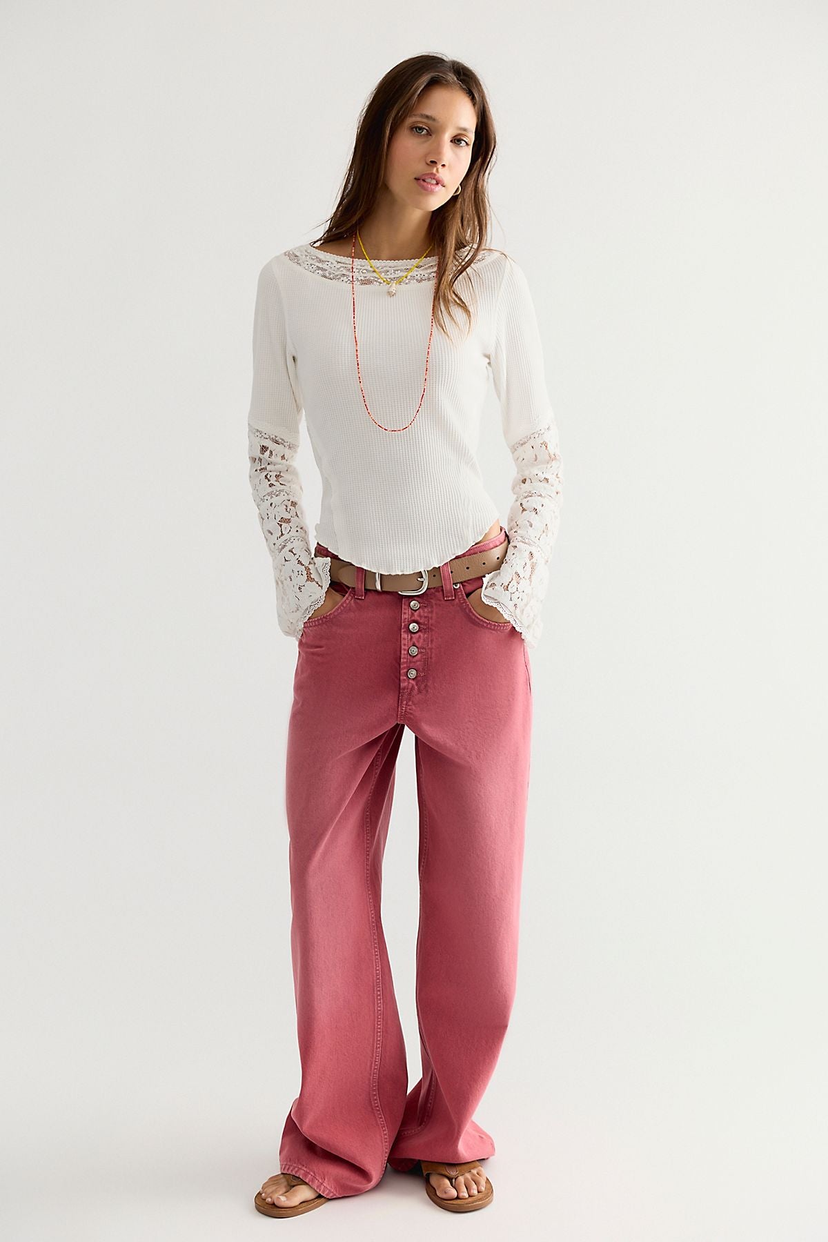 Free People Amber Lace Cuff - Ivory side view