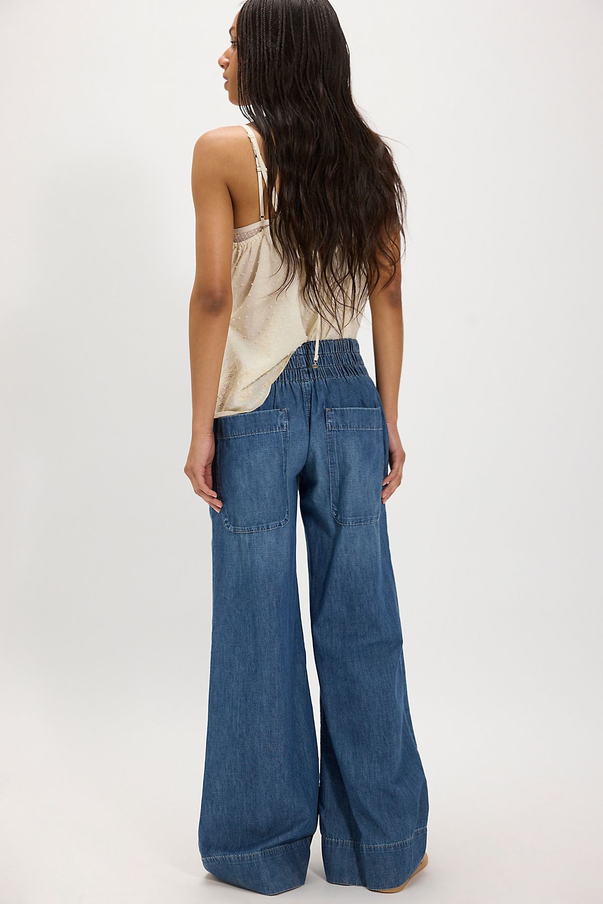 Free People Breezy Denim Pull On in Cobalt - back view