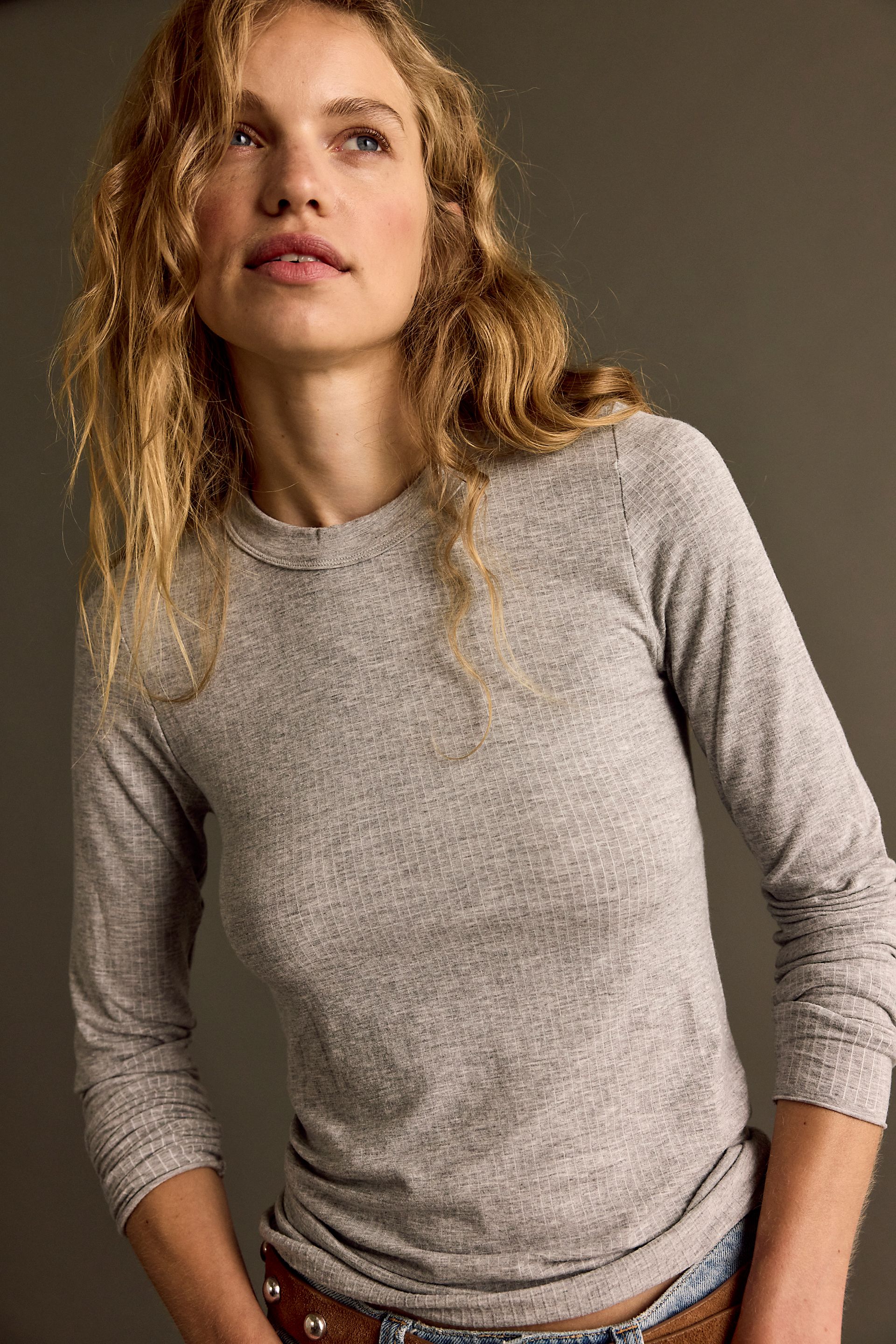Free People So Soft Seamless Long Sleeve - Grey, alternate view d