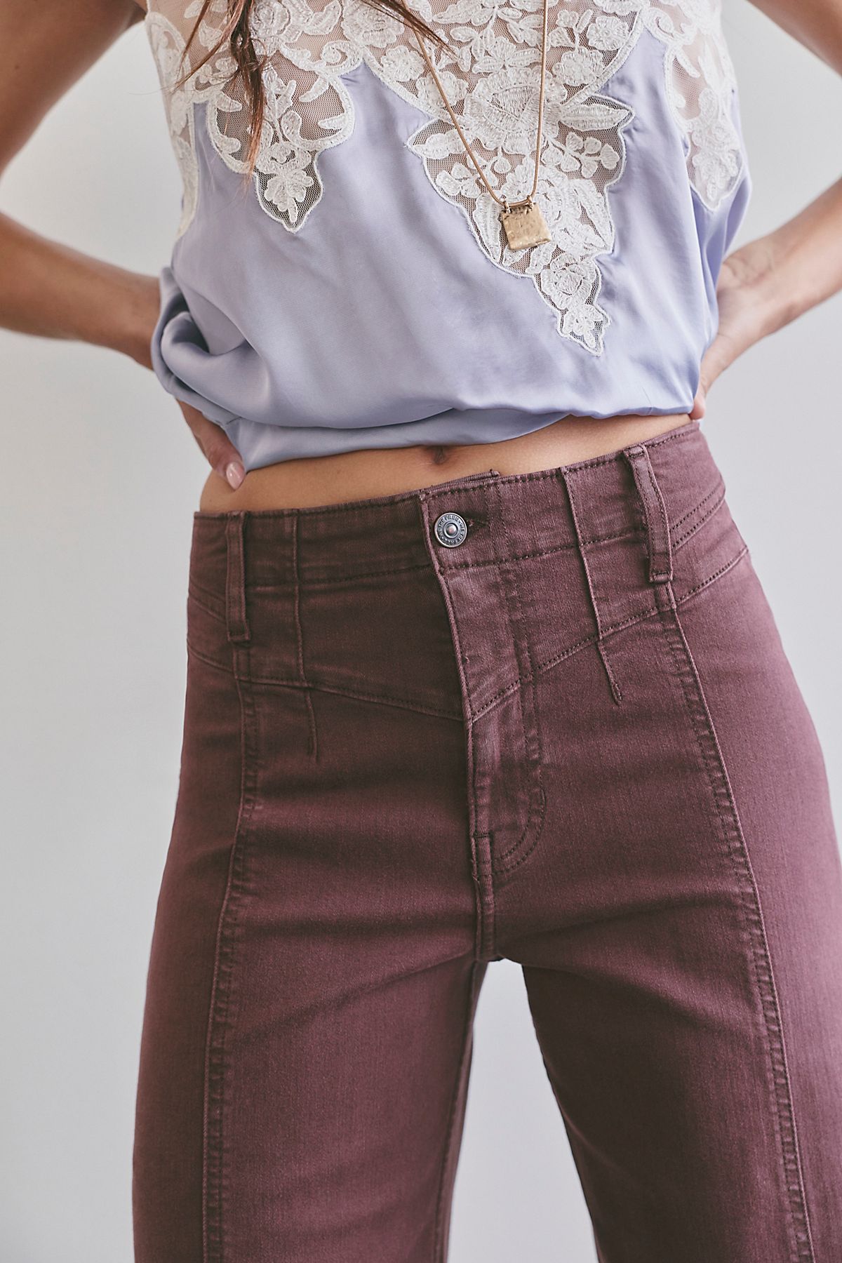 Free People Libra Wide Leg Jean in Rum Running - side view