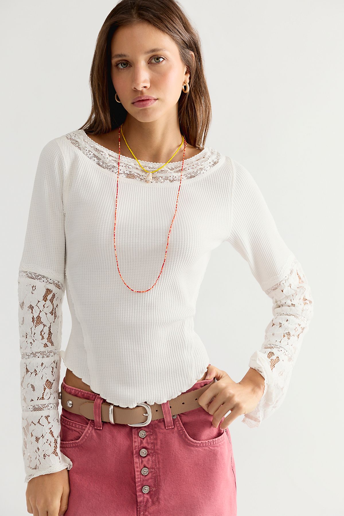 Free People Amber Lace Cuff - Ivory front view