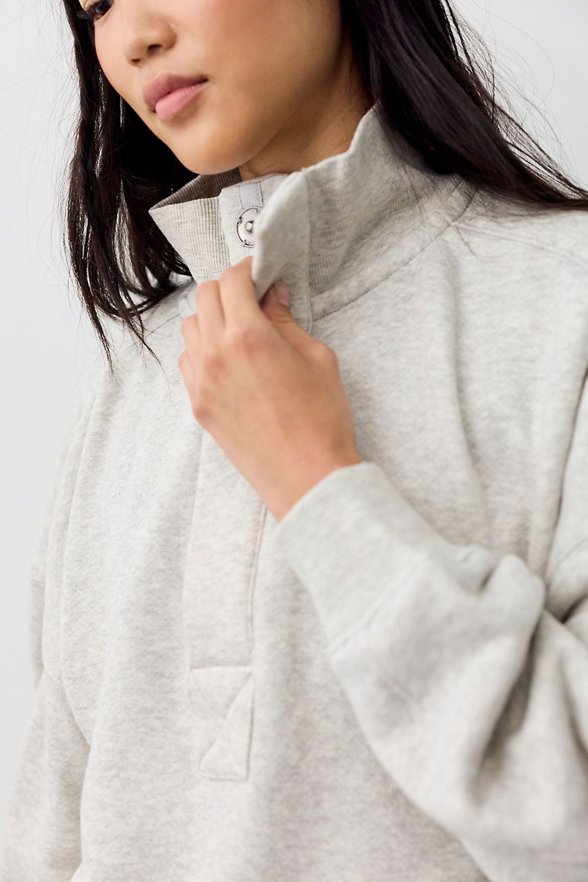 Free People Timeless Pullover - Heather Grey, detail view