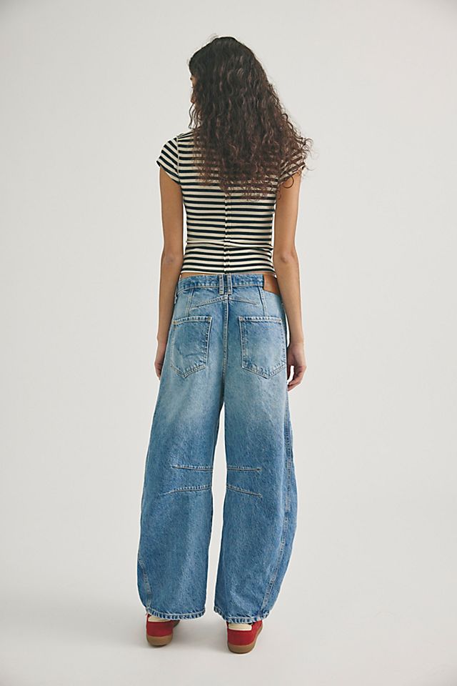 Free People Good Luck Barrel Jean in Light Beam - detail view