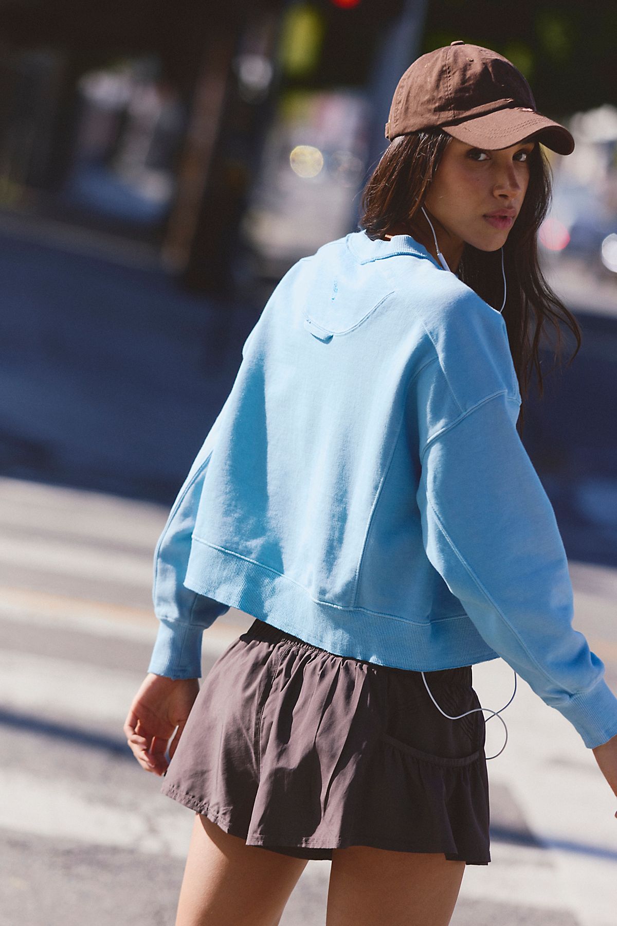 Free People Intercept Pullover in Pool Blue - back view