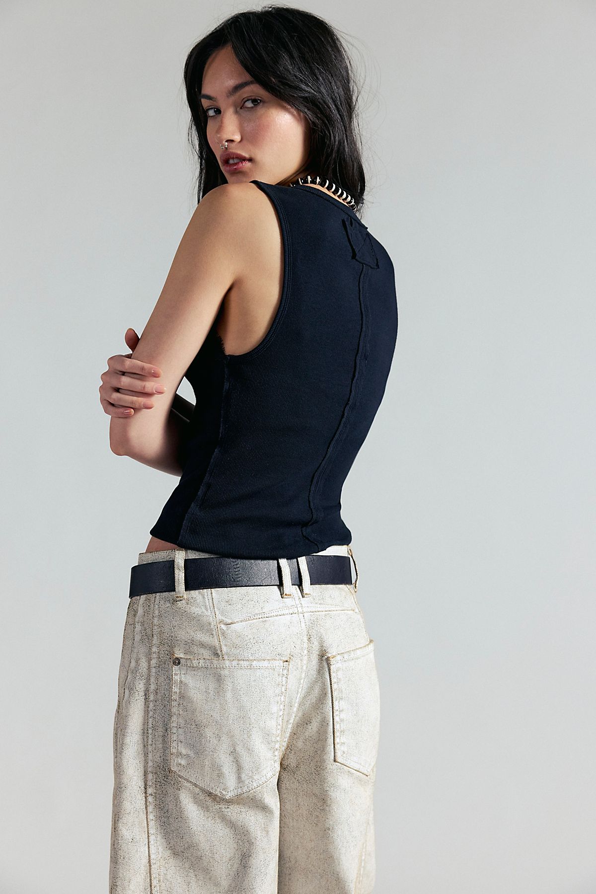 Free People Jamie Henley Tank - Black detail view