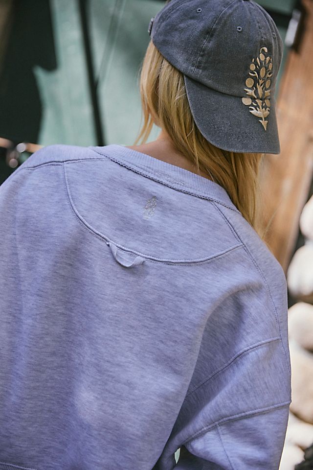 Free People Intercept Pullover in White Heather Grey - back view