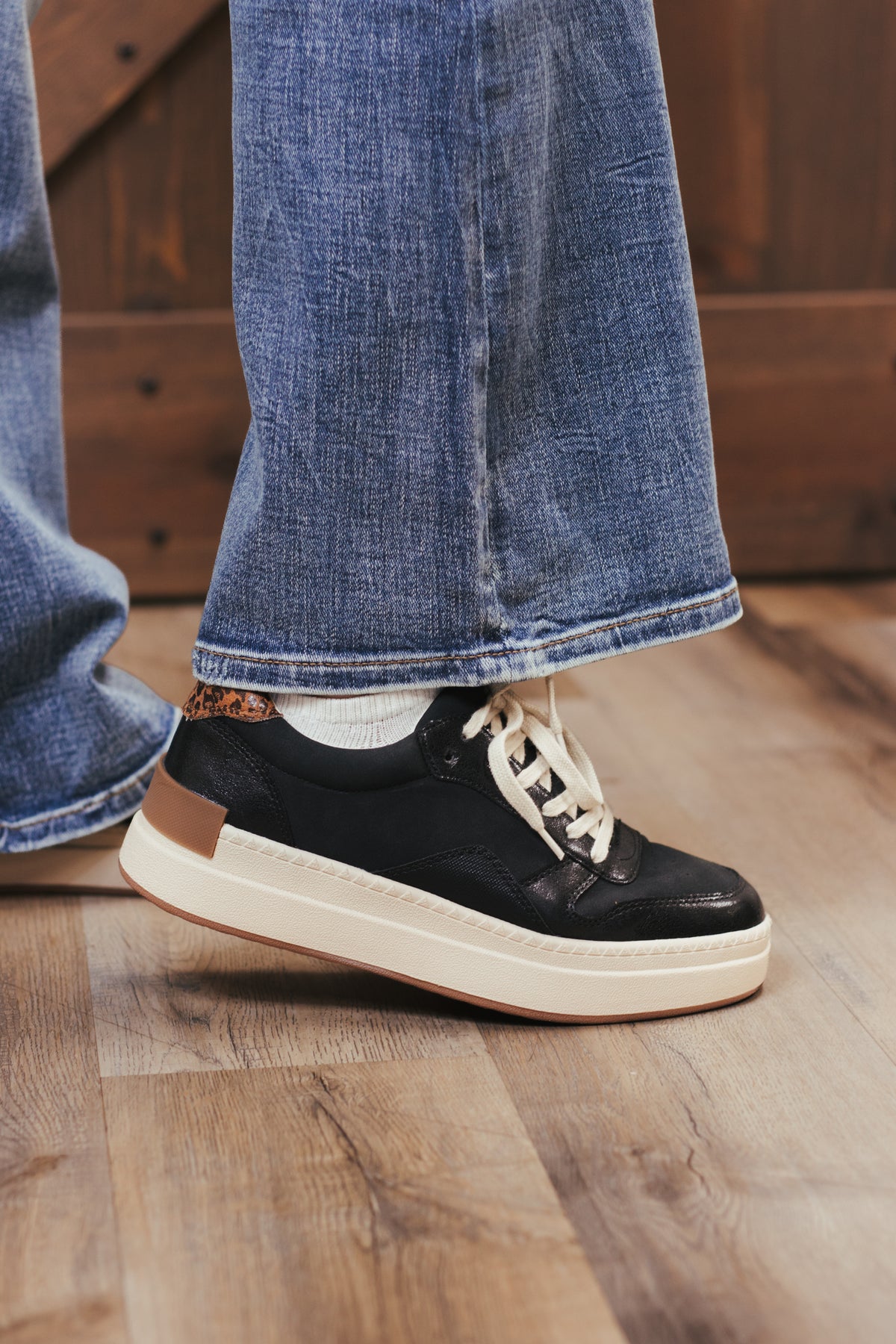 Yellow Box Oberlin Flatform Sneaker in Black, view 3