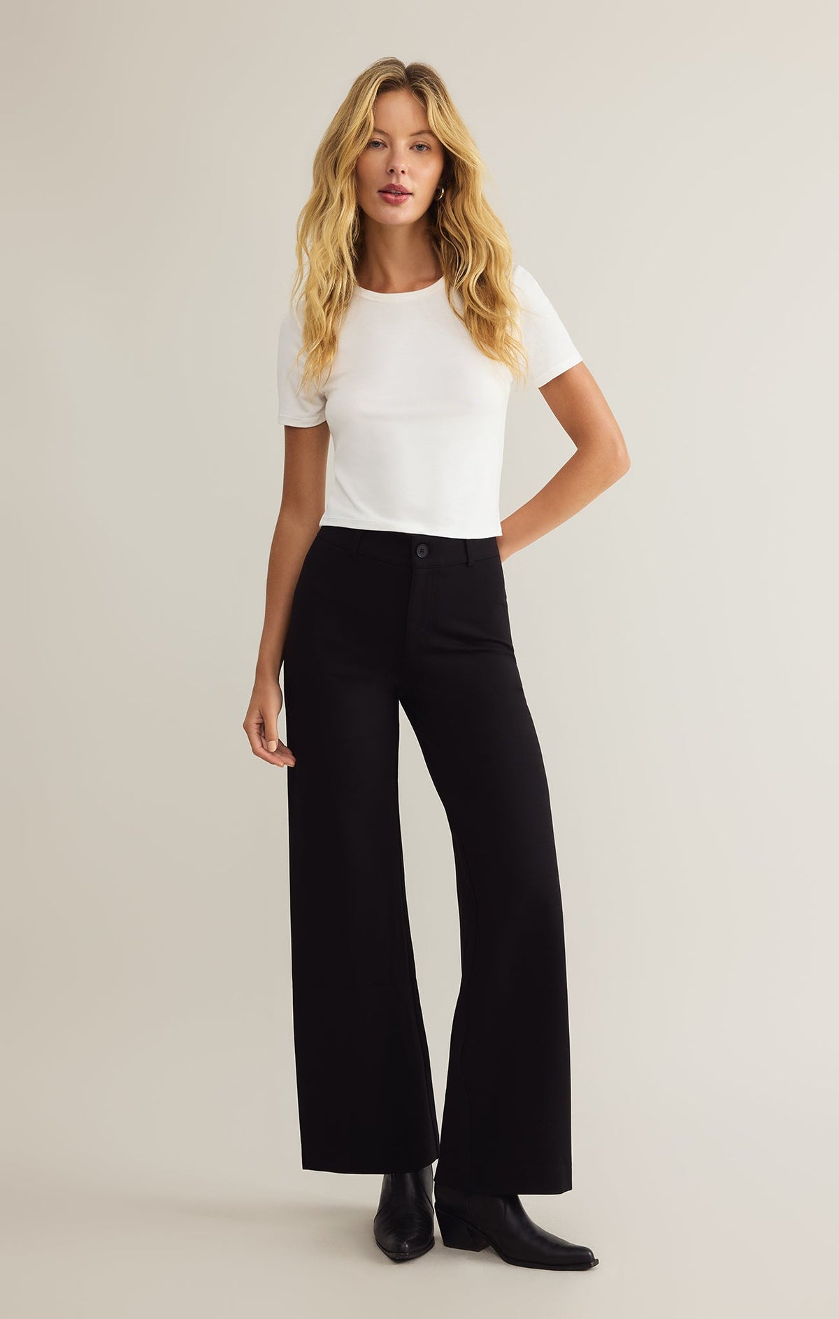 Z Supply Do It All Rilynn Pant in Black, front and back views