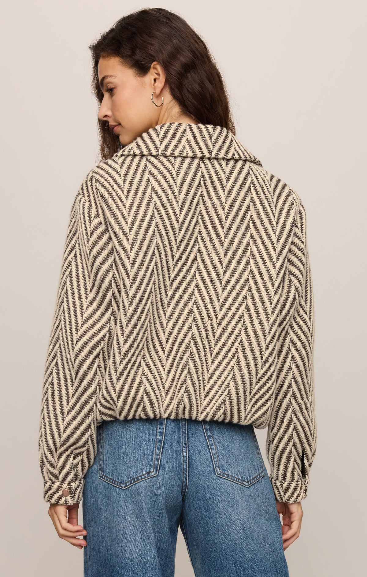 Z Supply Dunaway Bubble Jacket in Dark Chocolate, back view