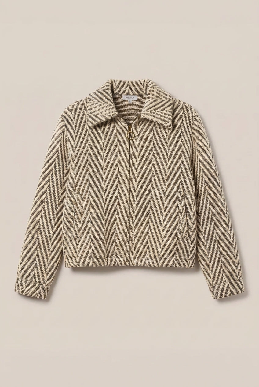 Z Supply Dunaway Bubble Jacket in Dark Chocolate, flat lay