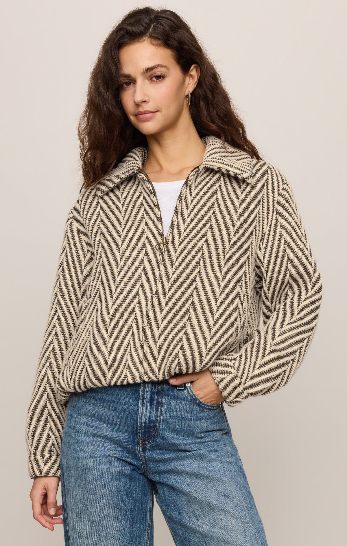 Z Supply Dunaway Bubble Jacket in Dark Chocolate, front view