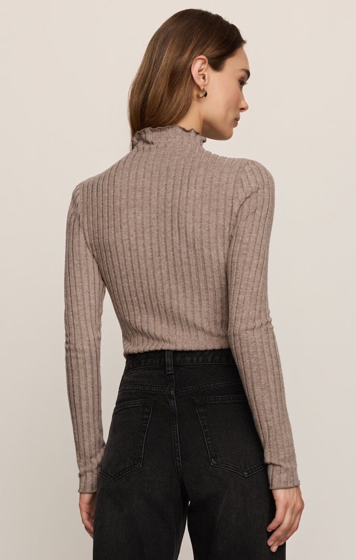 Z Supply Hattie Long Sleeve Top in Heather Ash, back view