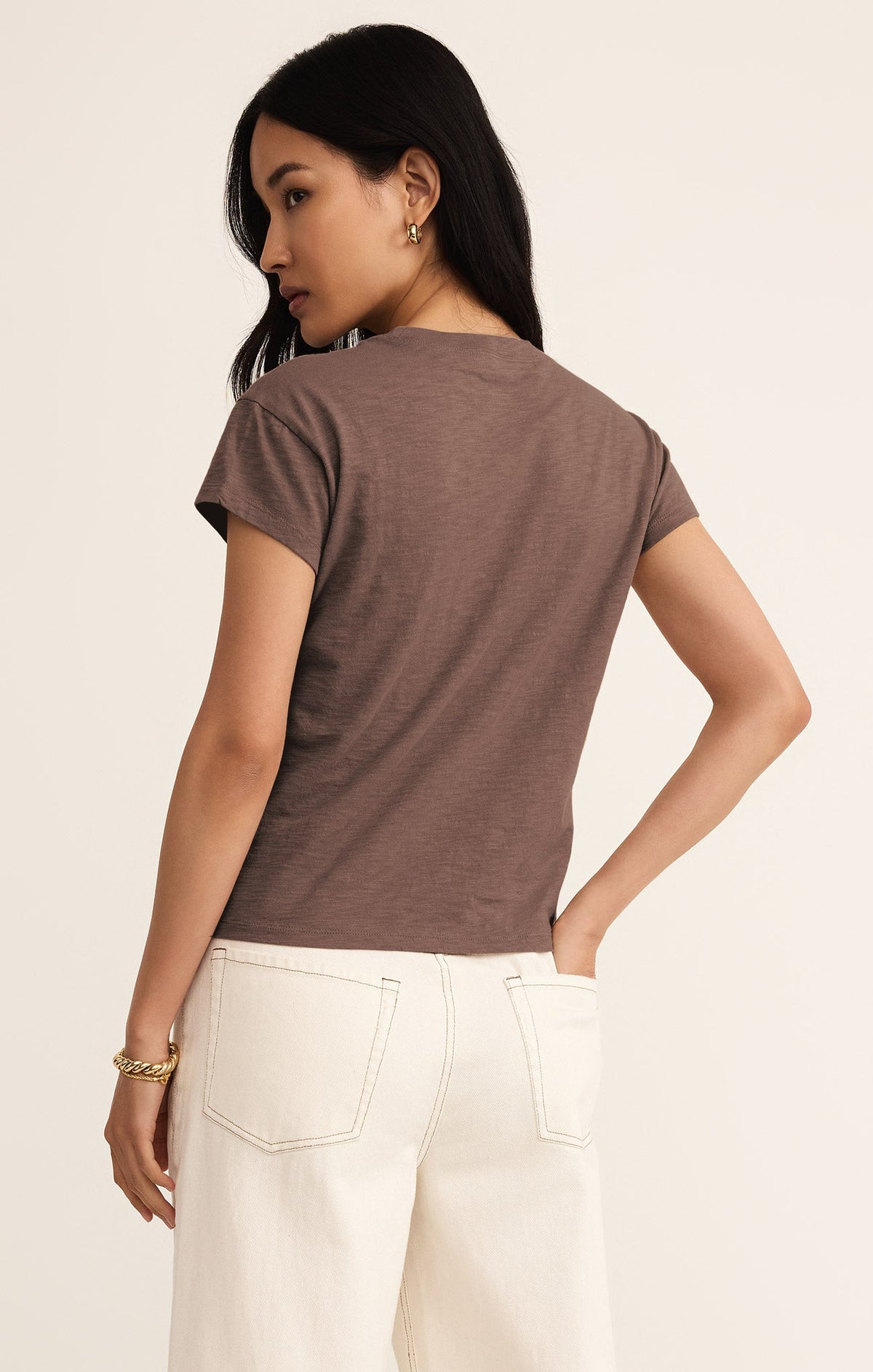 Z Supply Modern Slub Tee in Tavern, back view