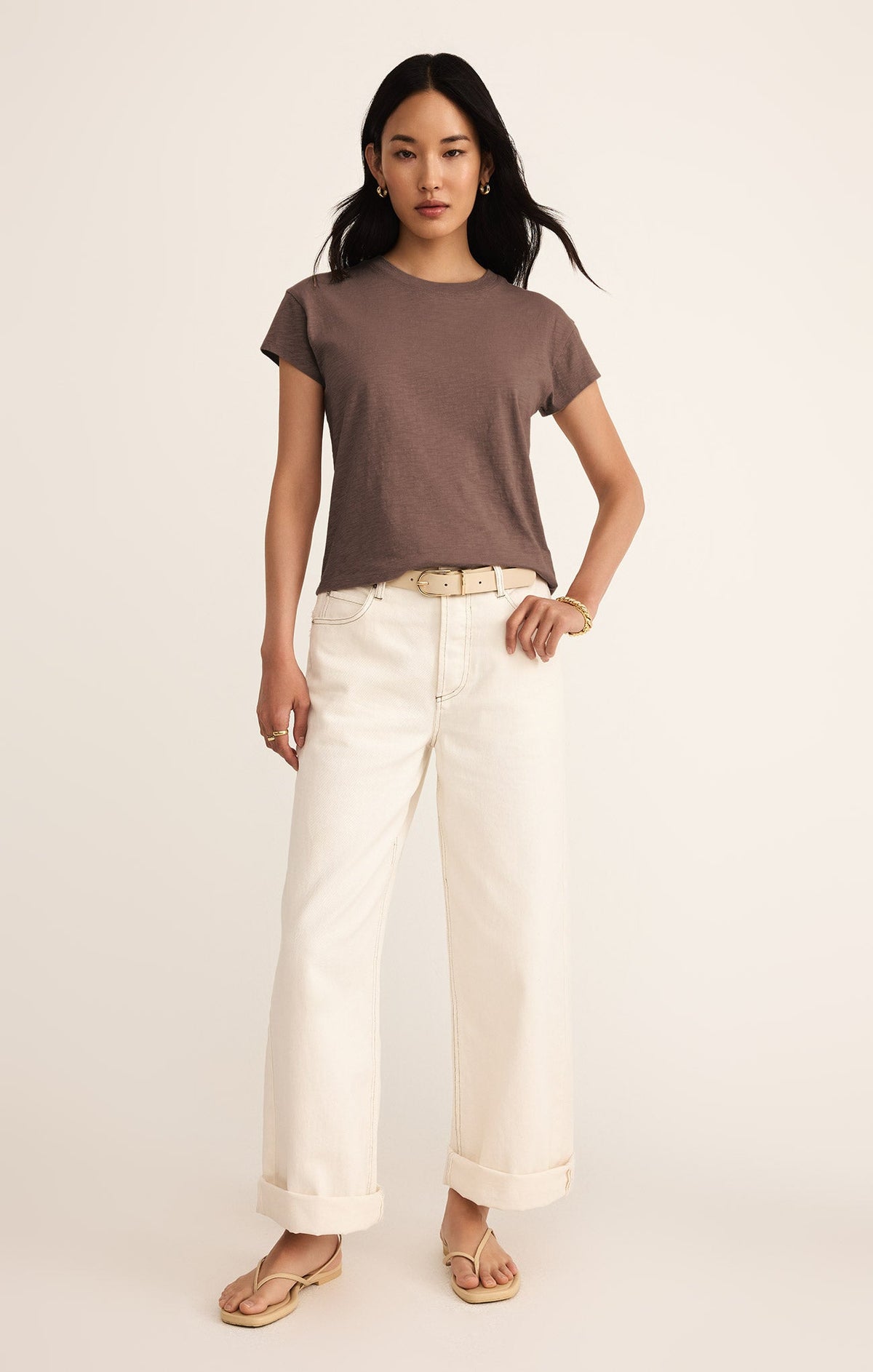 Z Supply Modern Slub Tee in Tavern, front and back views
